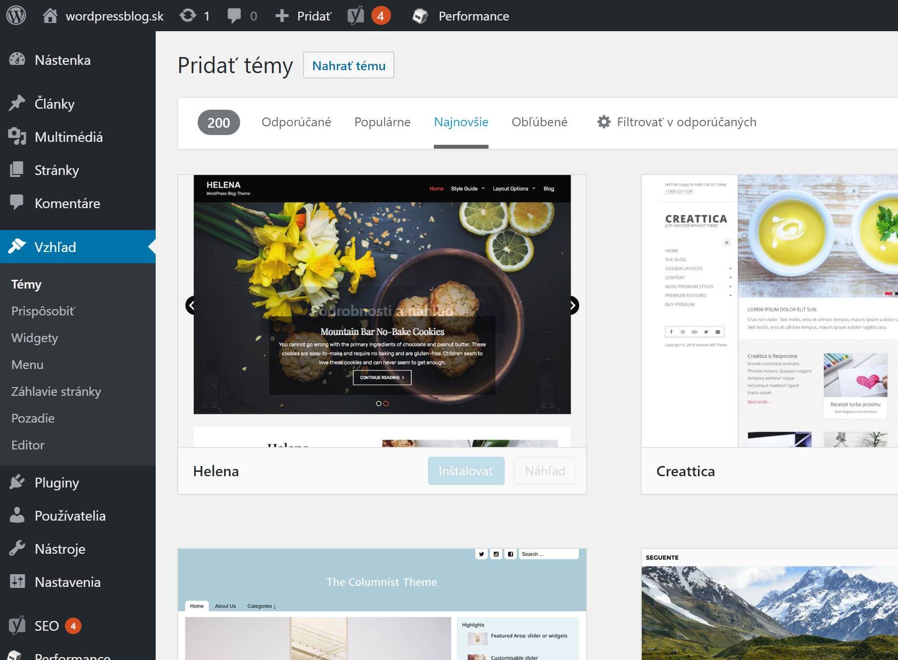WordPress-Theme-Verzeichnis – ältere Oberfläche