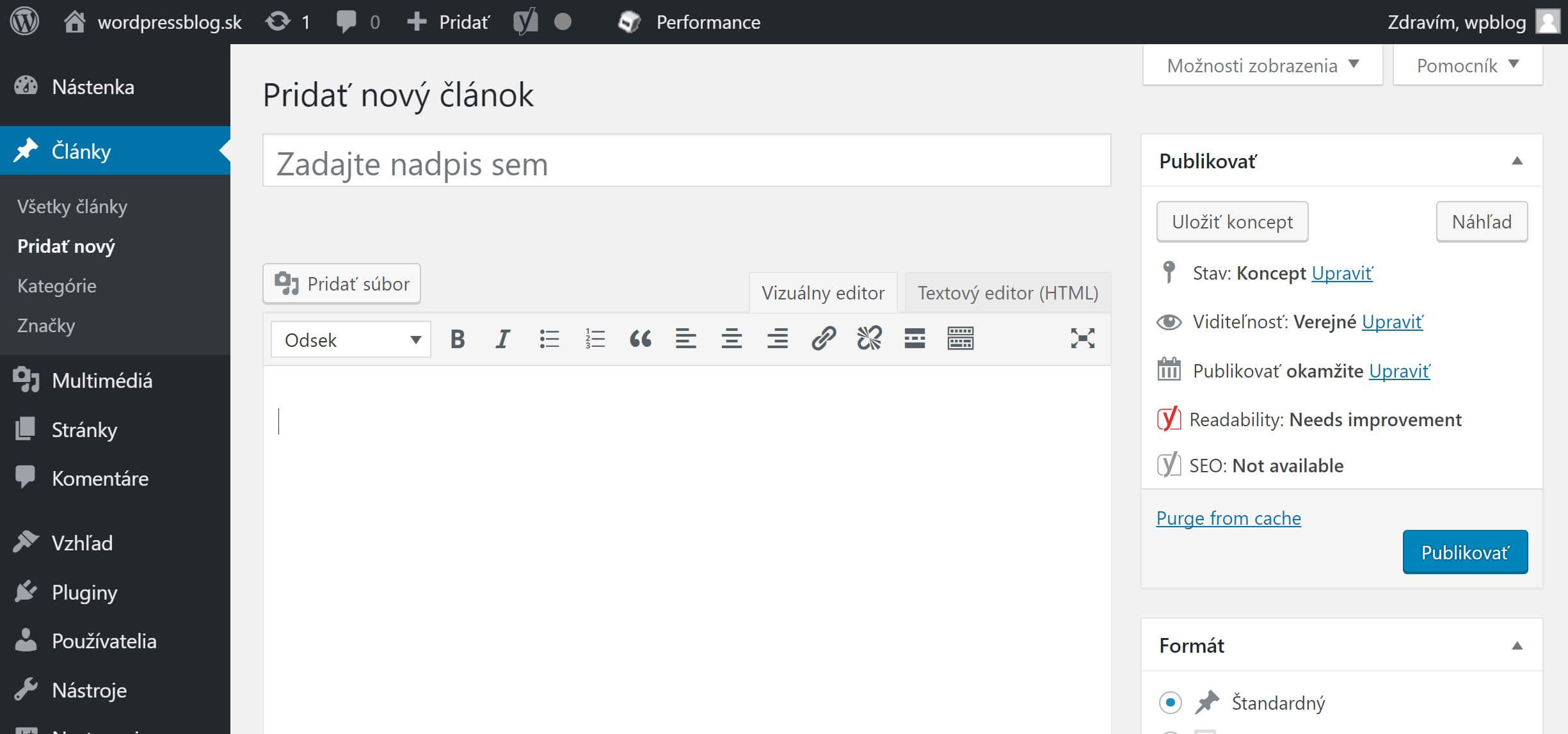 WordPress-Beitragseditor – ältere Oberfläche